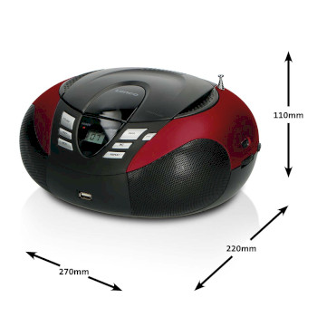 SCD-37 USB RED Scd-37 usb rood draagbare fm-radio cd- en usb-speler rood Product foto